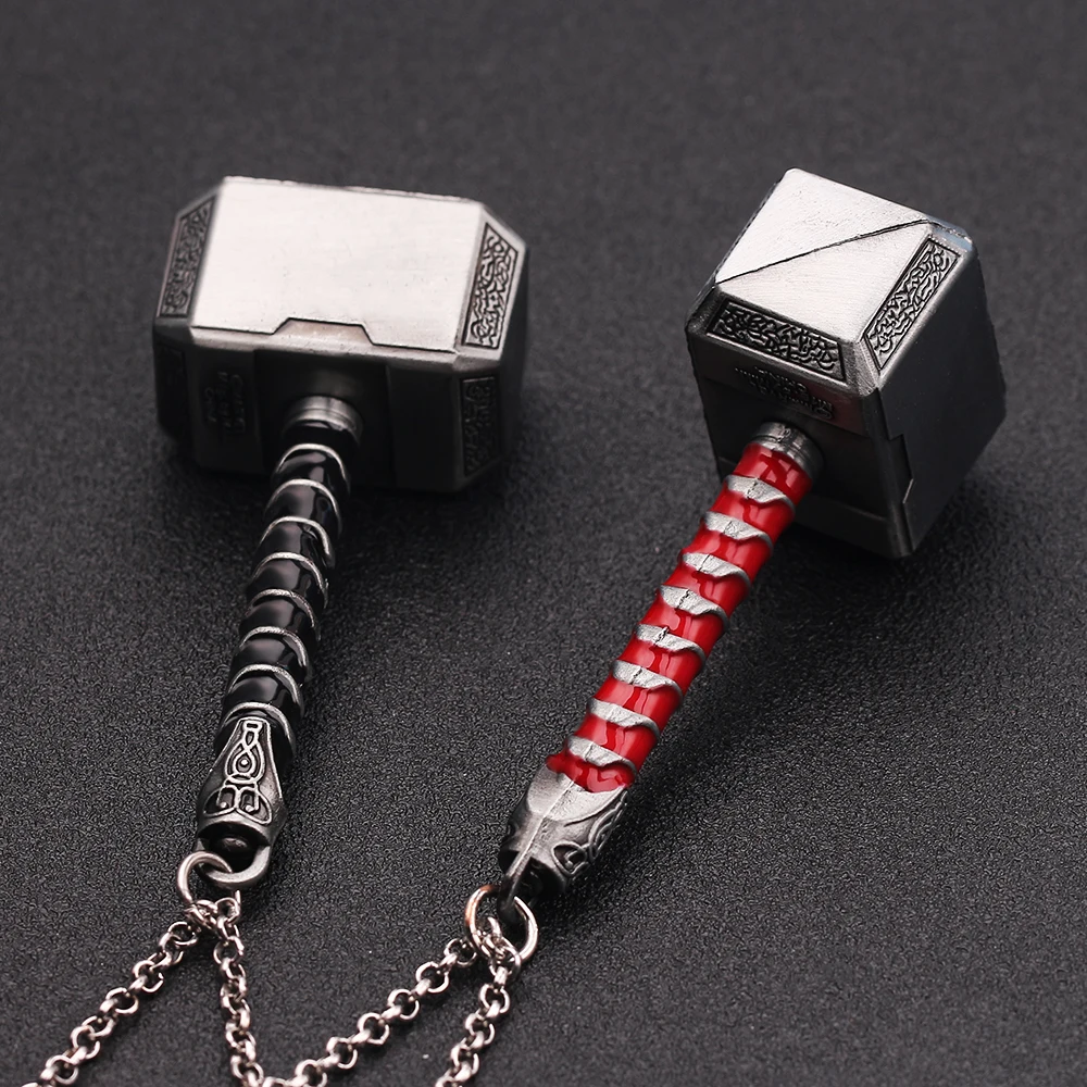 Marvel Superhero Vintage Style Pendant Necklace Thor's Hammer Mjolnir Personality Metal Charm Neck Chain Jewelry Gifts