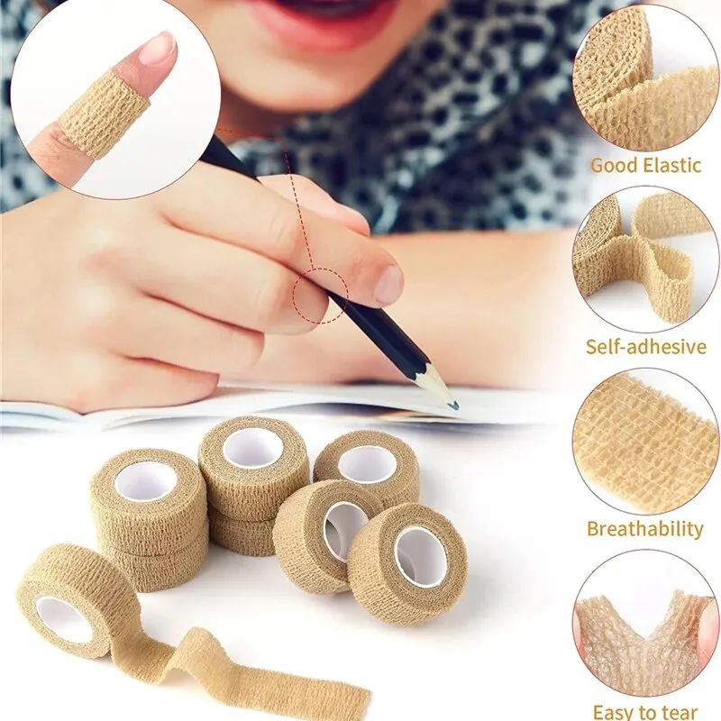 3pcs Self Adhesiv Disposable Elastic Bandages 2.5cm*4.5m for Handle Tube Tightening Gauze Tape First Aid Tool Tattoo Accessories