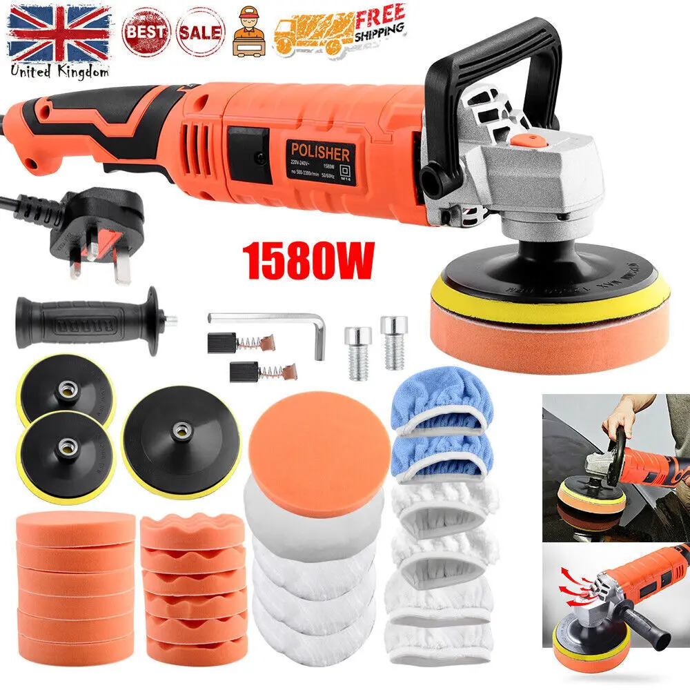 Electric Car Polisher Sander Buffer Polishing Machine Kit 1580W Variable Speed