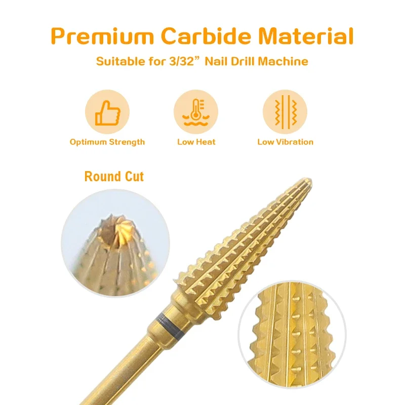 16mm Extra Long Triangle Cone Nail Drill Bits Tungsten Steel Carbide Milling Cutter Gel Remover Grinding Manicure Tool 3/32\