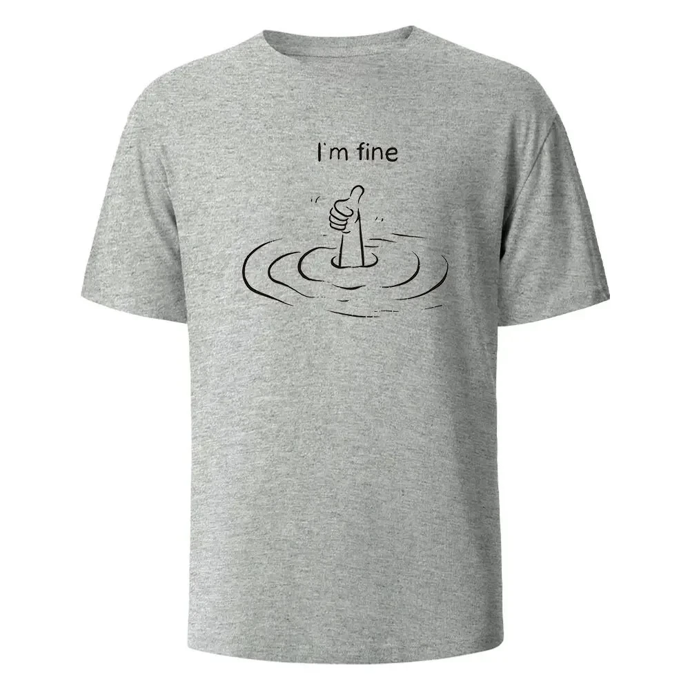 T'm Fine Print T-shirt Nieuwe Zomer Tees voor Vrouwen Ronde Hals Korte Mouw T-shirt Casual Grappige Print Tee Tops Elke Dag kleding