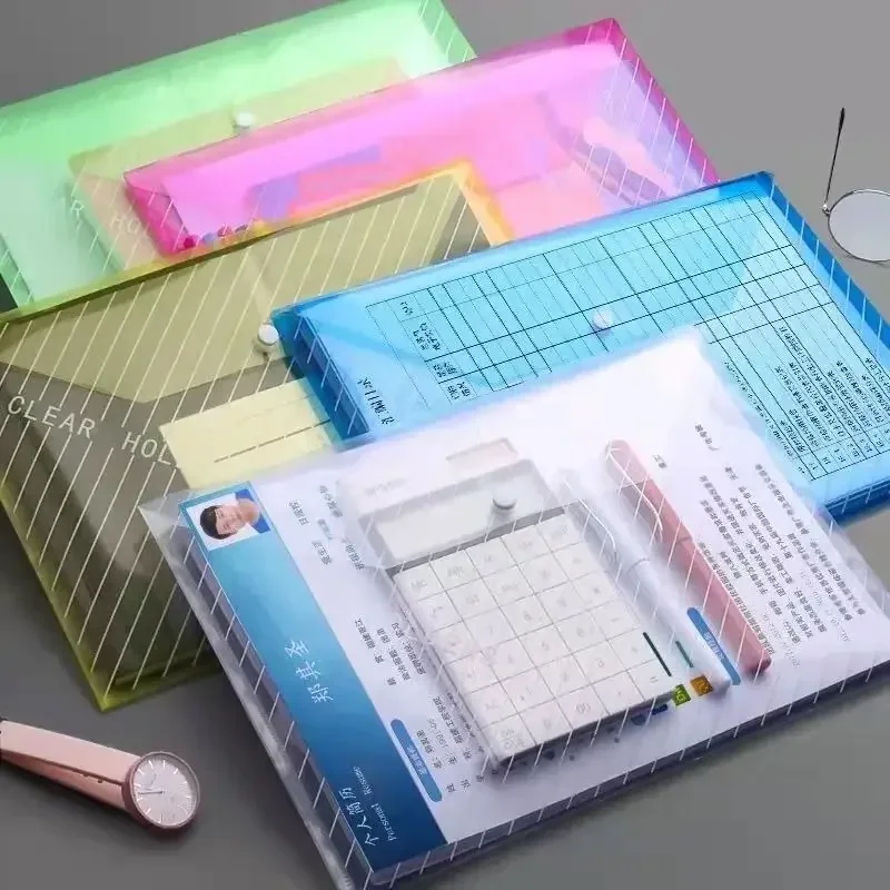 

Transparent Plastic A4 Documents Filing Storage Bag, 20pcs, 16c, Student Organizer Information Pocket Folders Stationery