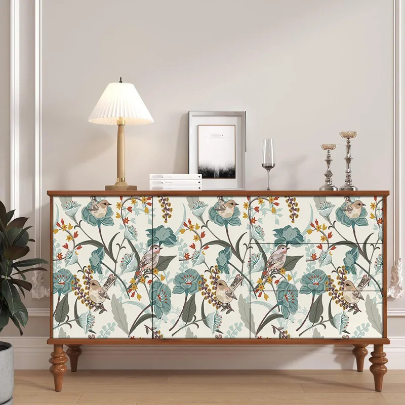 Vintage Bird Floral Peel and Stick Wallpaper Self Adhesive Wall Stickers Mural Removable Home Bathroom Decoration