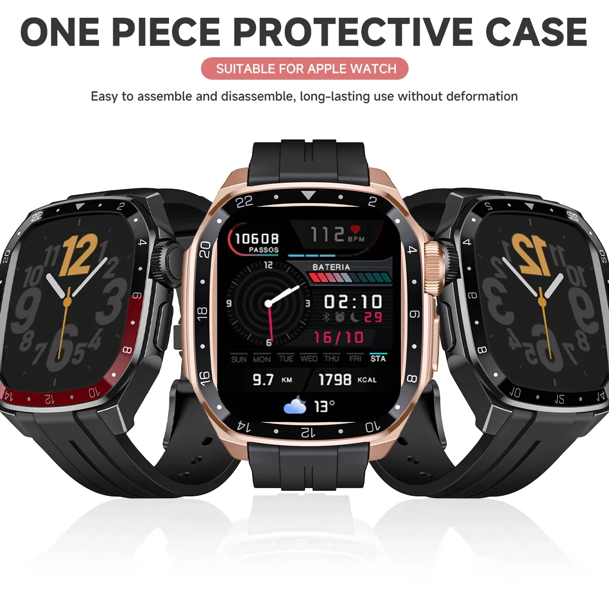 مجموعة تعديل فاخرة لساعة أبل S11/10 46 مللي متر حافظة معدنية حزام سيليكون لسلسلة Iwatch 11 10 46 مللي متر غطاء سوار ModKit