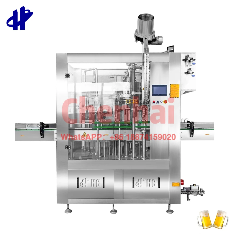 Automatic 3 in 1  Glass Bottle Wine Beer Rinsing Filling And Capping Machine Beer Filling Line