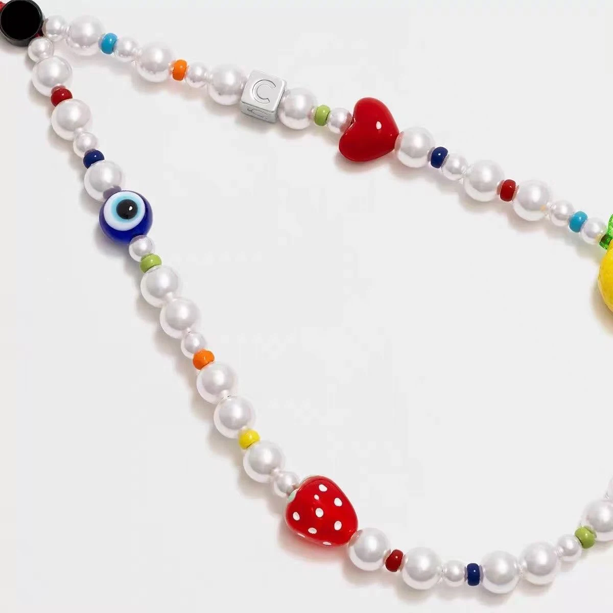 Strawberry Lemon Eyeball Love Beads Phone Charm Accessories for Galaxy for IPhone 12 13 14 15 16 17 Pro Max Case