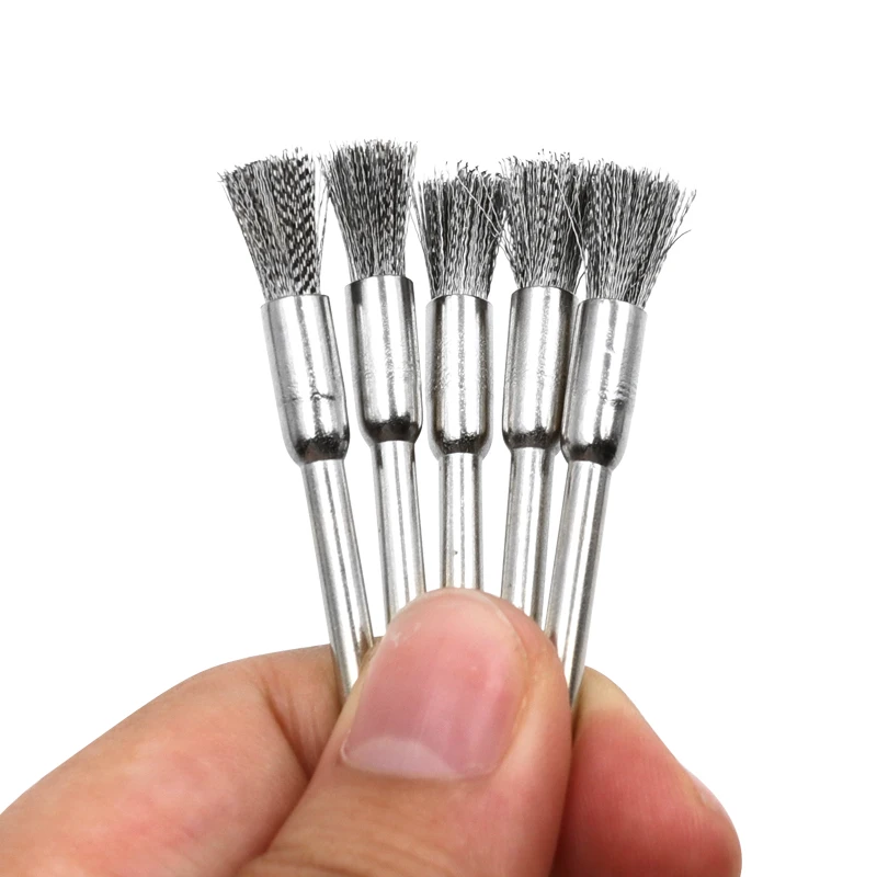 5pcs Wire Wheel Cup Brush Set Drill Polishing Dremel Tools 3mm Shank for Power Die Grinder Rotary Electric Abrasive Tool