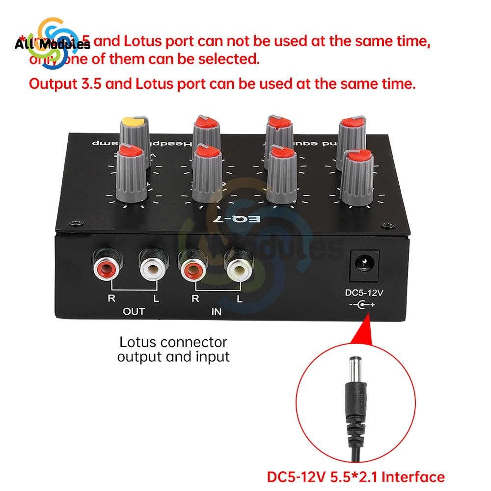 EQ-7 Audio Preamplifier EQ-7 7 Band Equalizer Adjust High School Bass Sound Amplifier Module For Speaker Mobile Phone Computer