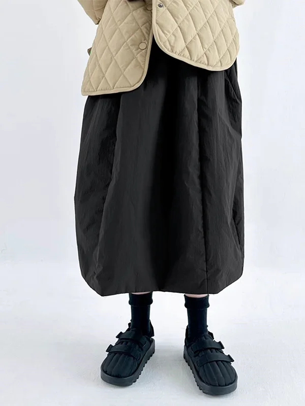 Thiened Cotton Winter New Sle Women's Skirt Faionable All-Match Large Size High Waist Warm f-length Skirt