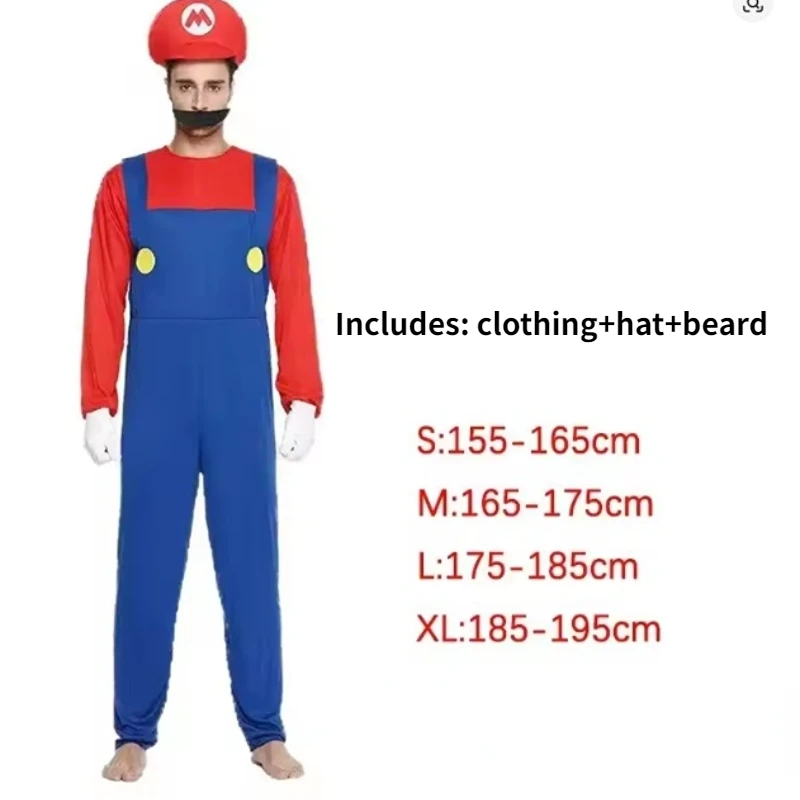Anime Game Super Luigi Cosplay Costume Adult jumpsuit hat and beard set Halloween party cospaly Costume - Image 4
