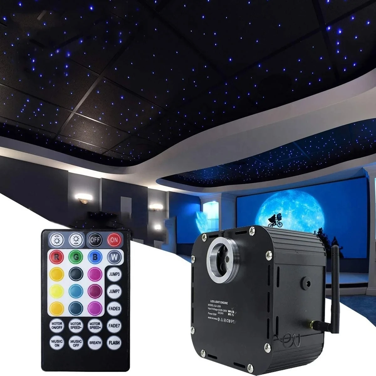 50W Twinkle Fiber Optic Light Source RGBW LED Light Engine Box For Car Home Star Ceiling Light Decoration