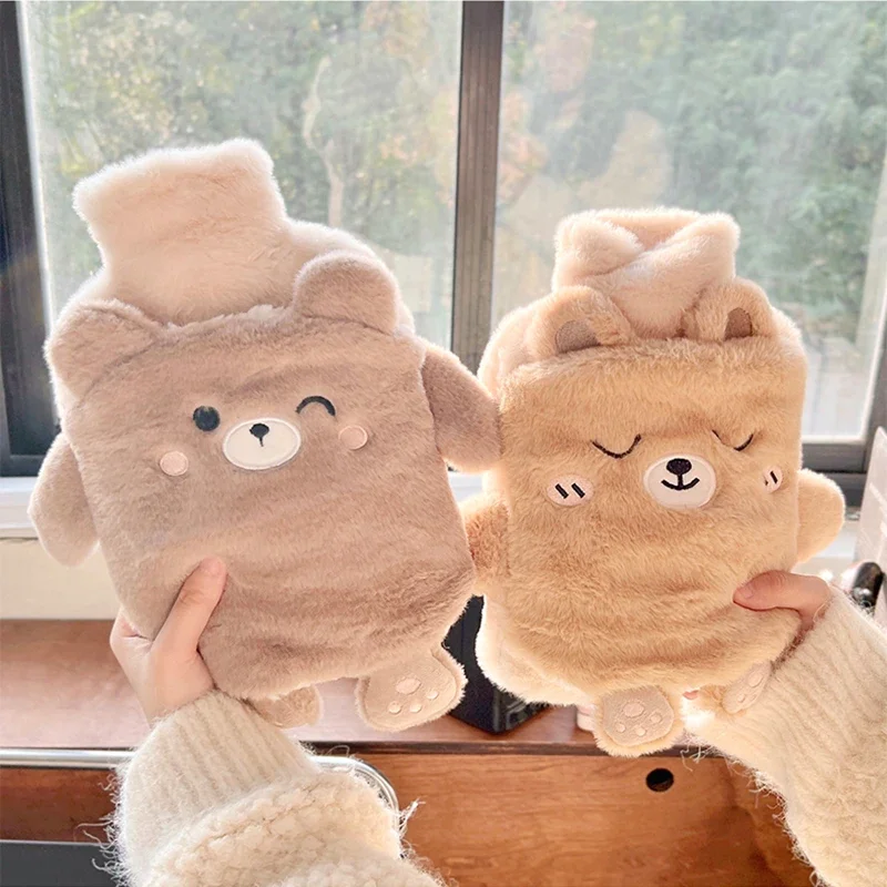 Kawaii Insulation Hot Water Bottle Plush Rubber Hand and Foot Belly Warmer Explosion-proof Hot Water Bag for Women Period Cute