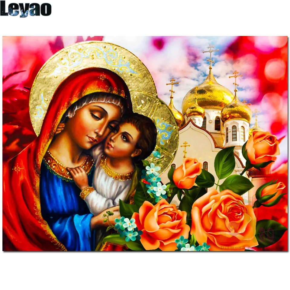 

Home Decor Diamond Painting Religion Icon Portrait Virgin Mary Craft Square Diamond Embroidery Rhinestone Mosaic Mother of God