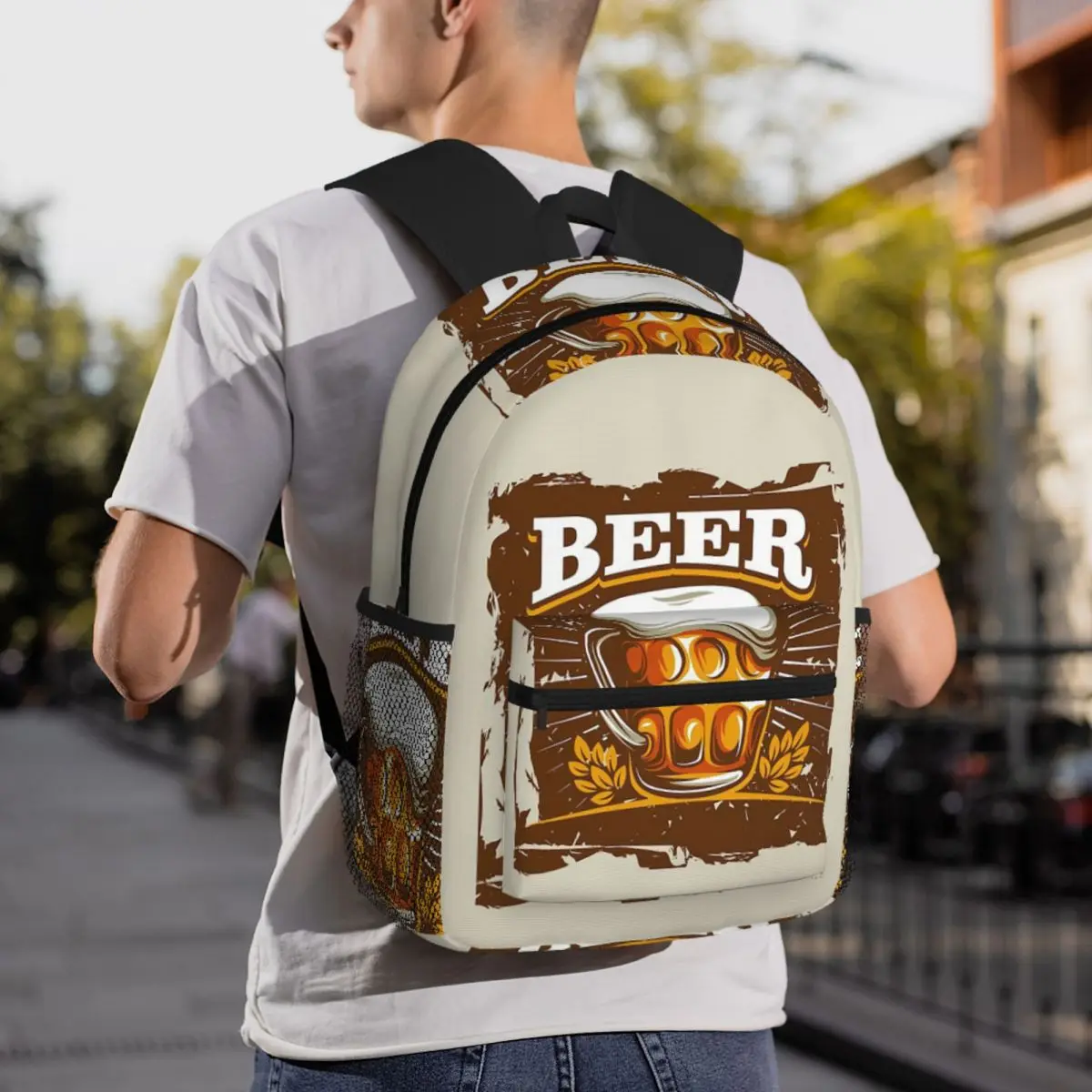 Creative Beer Mug Prints (6) Backpack Student BookBag Children School Bag Computer Shoulder Bags for Men Women
