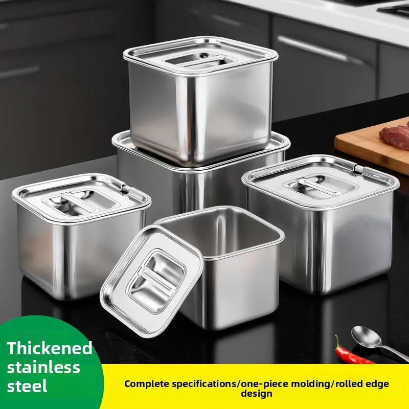 

YJQ stainless steel square flavor cup commercial large-capacity seasoning box kitchen seasoning box