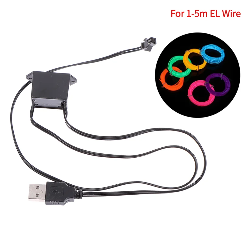 1Pc 5V USB Adapter Driver 1-5M El Wire Electroluminescent Light Controller Inverter.