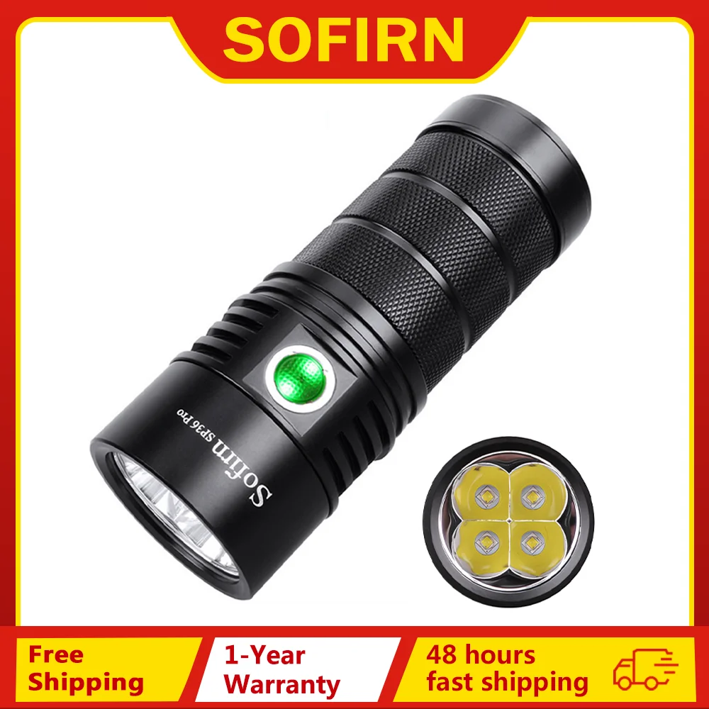 Sofirn SP36 Pro 8000lm 強力な LED 懐中電灯 4 * SST40 USB C 充電式 18650 トーチ