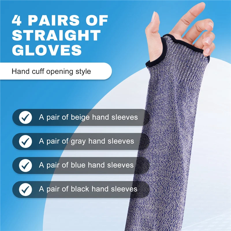 

4Pair Cut And Burn Resistant Sleeves Arm Protection Sleeves Forearm Protectors For Thin Skin And Bruising Cuff Open 35Cm