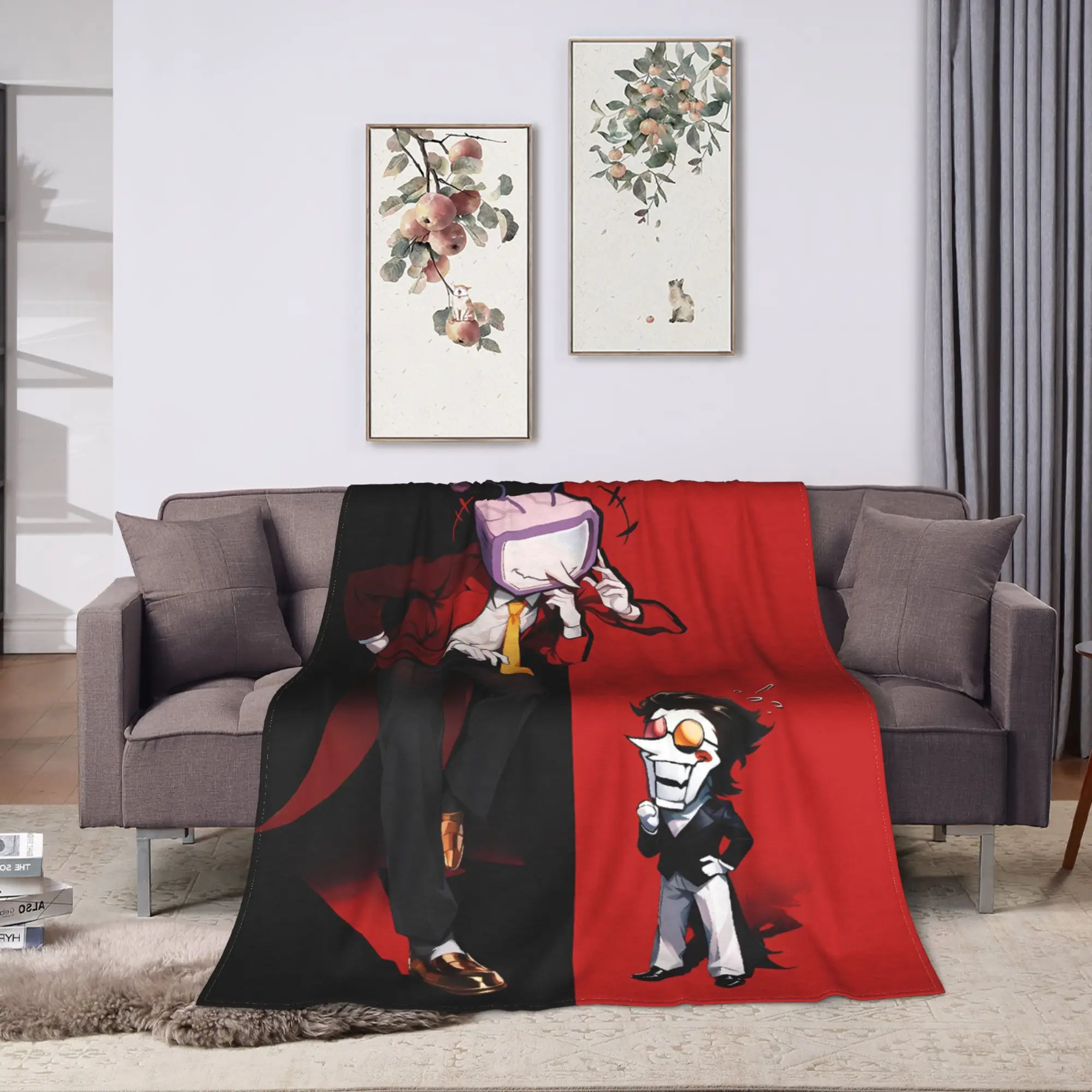 Spamton And Tenna Child Of Divorce Deltarune Game Blanket Super Warm Plush Throw Blanket For Outdoor Flannel Bedspread Bed Cover