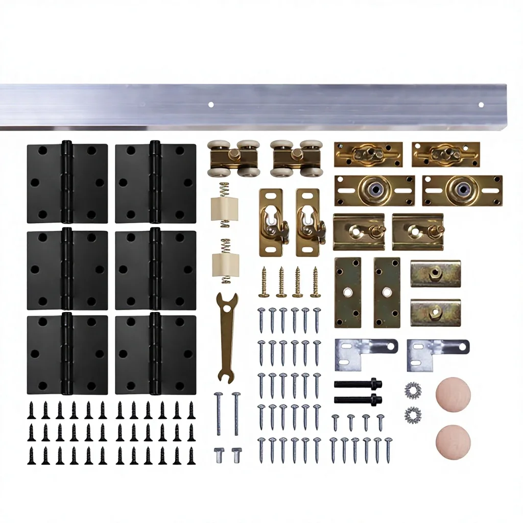 Durable Lightweight Four Fold Pocket Door Hardware Kit Reinforced Wood Framing with Hidden Sliding Track Easy Installation