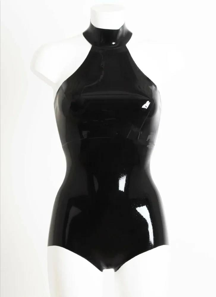

Handmade Sexy Natural Latex Sleeveless Catsuit Women Men Rubber Swimsuit No Zipper Bodysuit Party Cosplay