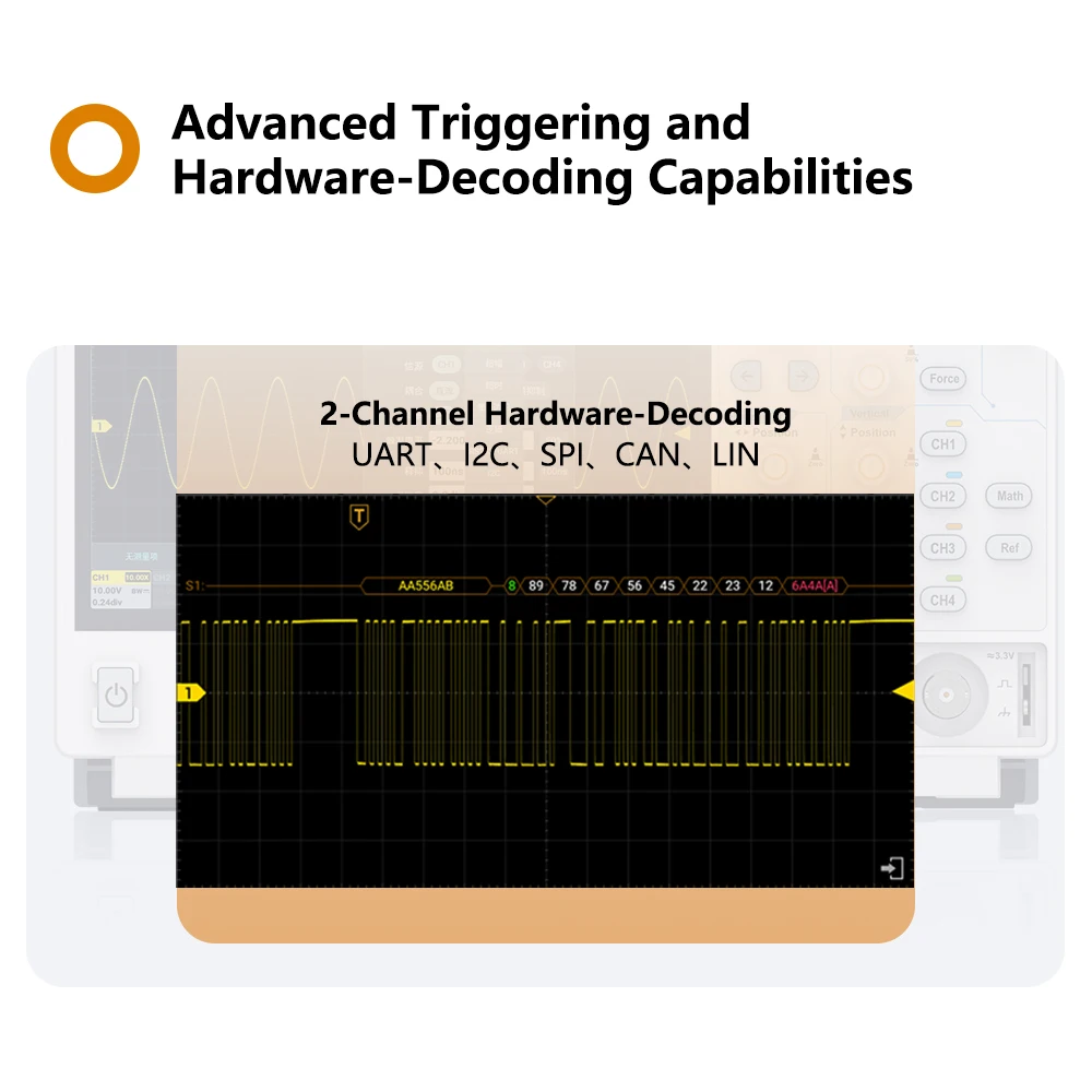 Owon ملتقط الذبذبات الرقمي ADS800A 2CH4CH 1.25Gs/s 500uV/div 12 بت عالية الدقة راسم الذبذبات الفلورسنت القابل للمس LIN فك
