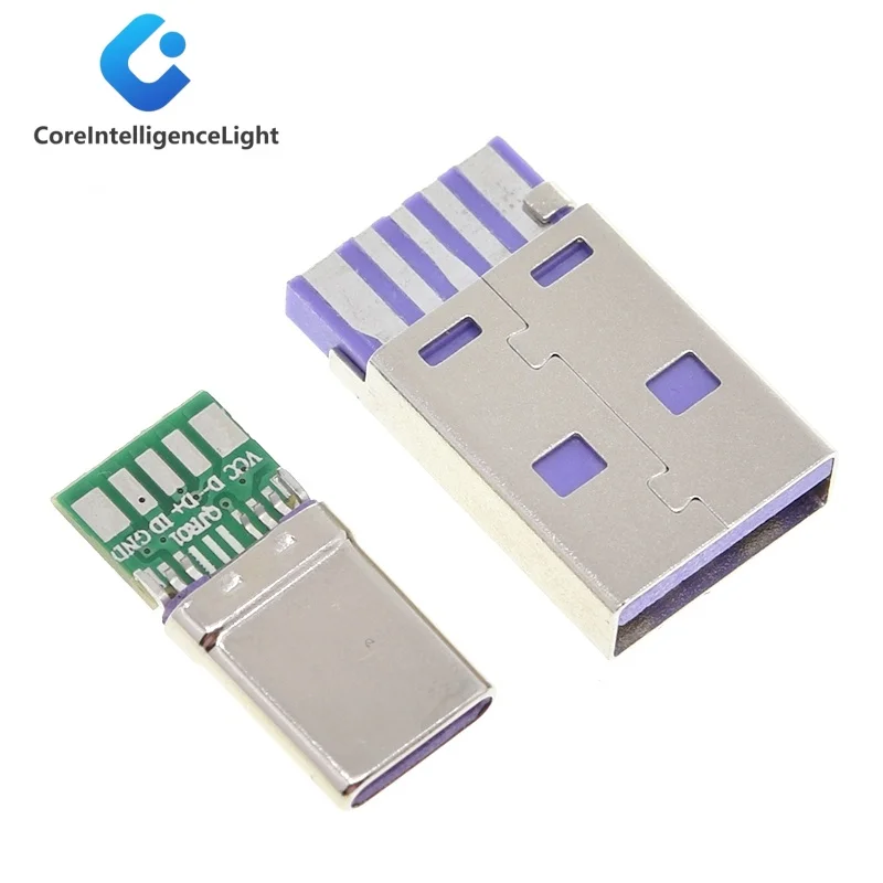 1 مجموعة شحن سريع نوع-C USB 65 واط 5A ذكر موصل لحام مع 5Pin PCB + نوع ذكر 6 دبوس USB لتقوم بها بنفسك OTG شحن البيانات لتقوم بها بنفسك عدة