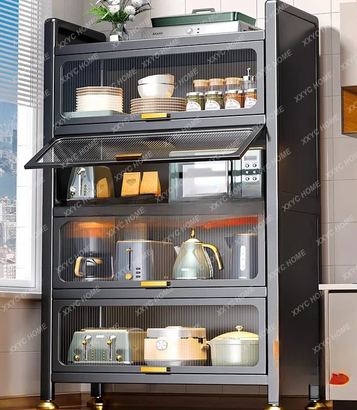 Kitchen Shelf Multi-Functional Floor Multi-Layer Storage Shelf Microwave Oven Pot Bowl Dining Side Storage Cabinet