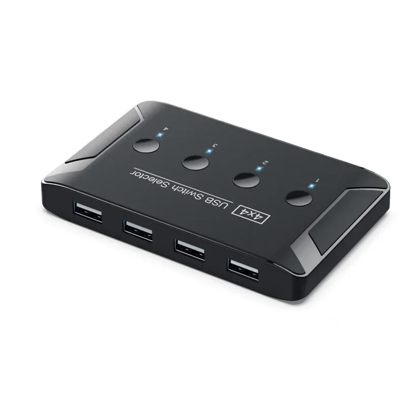 USB KVM Switch USB 2.0 Switcher 4 พอร์ตพีซีแชร์ 4 อุปกรณ์สําหรับคีย์บอร์ดเมาส์เครื่องพิมพ์ USB 2.0 ตัวเลือกสวิทช์