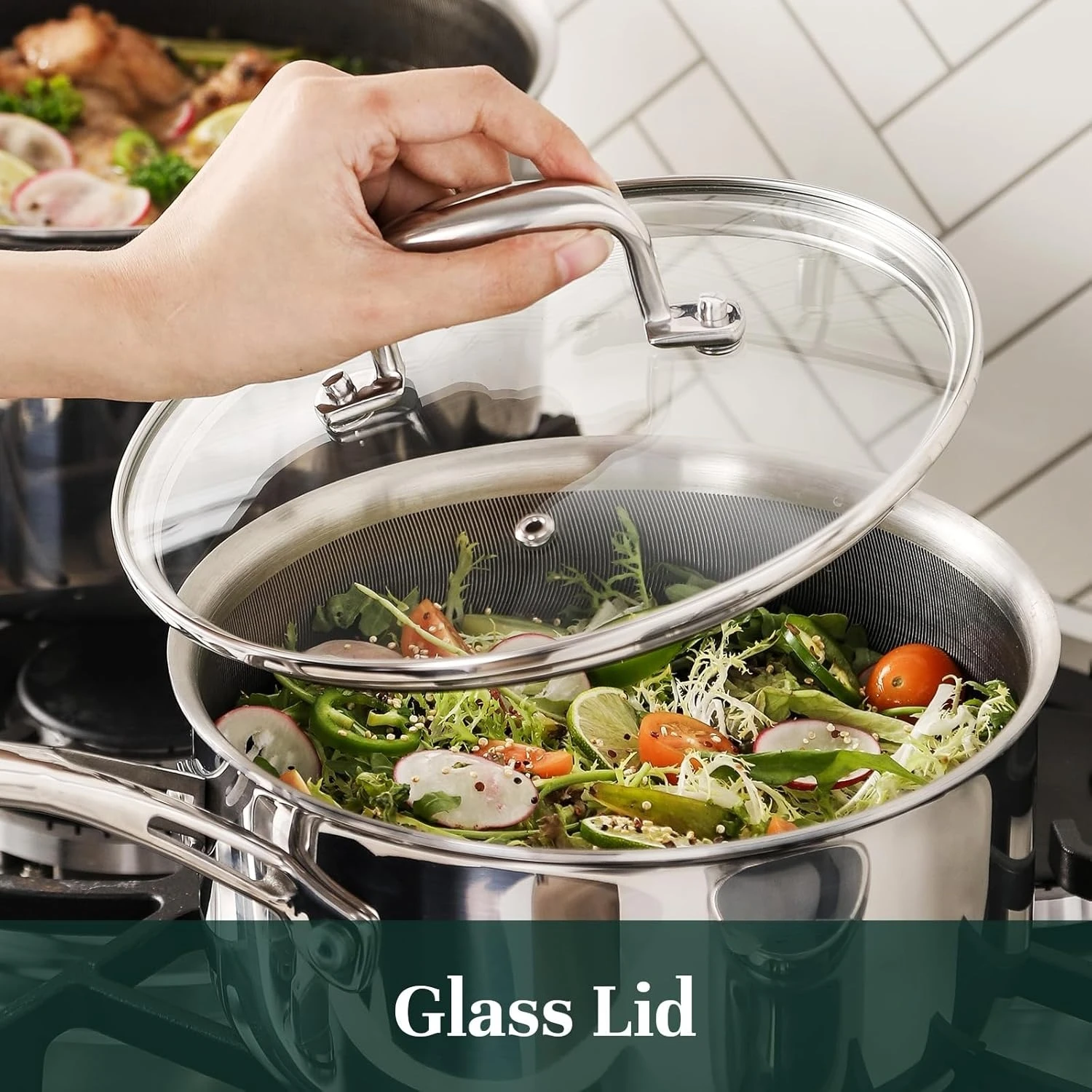 

Hybrid Ceramic Nonstick 6 PCS Pot Set, 1.3, 3&5.4-Quart Pot with Tempered Glass Lid, Stainless Steel Cookware Pots with Stay