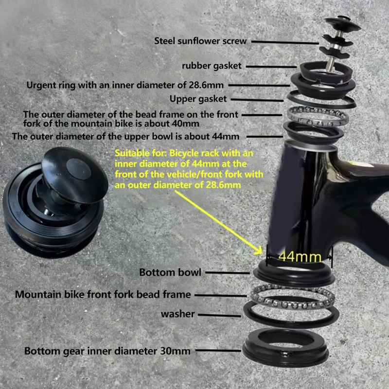 

Bike Fork Bike Parts Road Bike Black Alloy 44mm 1 1/8" Bike Threadless Headset Head-Tube Bike External Headset Parts