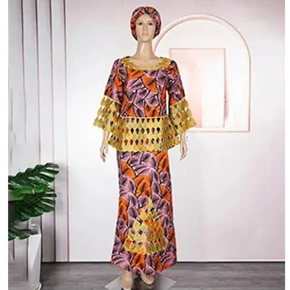 

MD African Dresses Gown Bazin Riche Dashiki Dress Traditional For Women Embroidery Pattern With Stone South Africa Clothes Robe