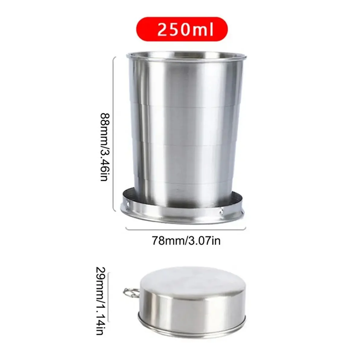 Portable Outdoor Travel Folding Foldable Cup Telescopic Mug Portable Stainless Steel Foldable Water Cup Outdoors 250MLJAS