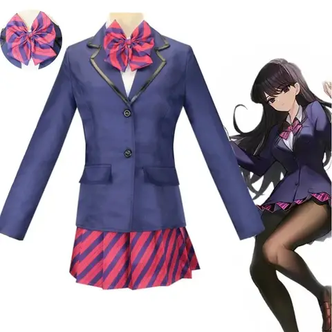 CAD Anime Komi Can‘t Communicate Cosplay Costume Komi Shouko Sailor School Uniform Women Skirt SuitCAD