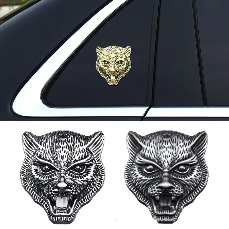 Metal Leopard Head Car Rear Trunk Badge Front Grille Emblem for Mercedes Benz Honda Skoda Jeep Mazda Suabru KIA Nissan Audi