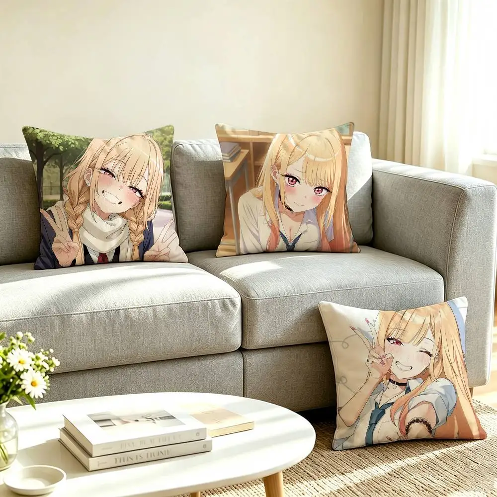 M-Marin Kitagawa My Dress-Up Darling  Pillow Case Square Double-Sided Sofa Cushion Cover Bedroom Bedside Pillow