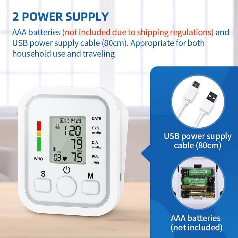 Tonómetro automático para brazo, Monitor de presión arterial, Sensor de presión, tensiómetro Digital, pantalla LED