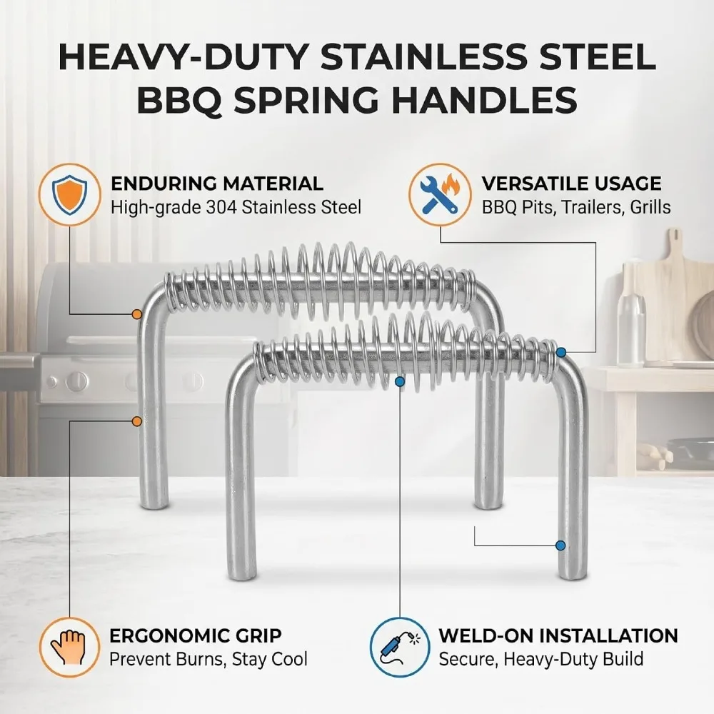 2pcs Sturdy 6 Inch Wide Spring Handle 3.5 Inch Tall Weld On Weldable Handle Spring Loaded Handle Trailers