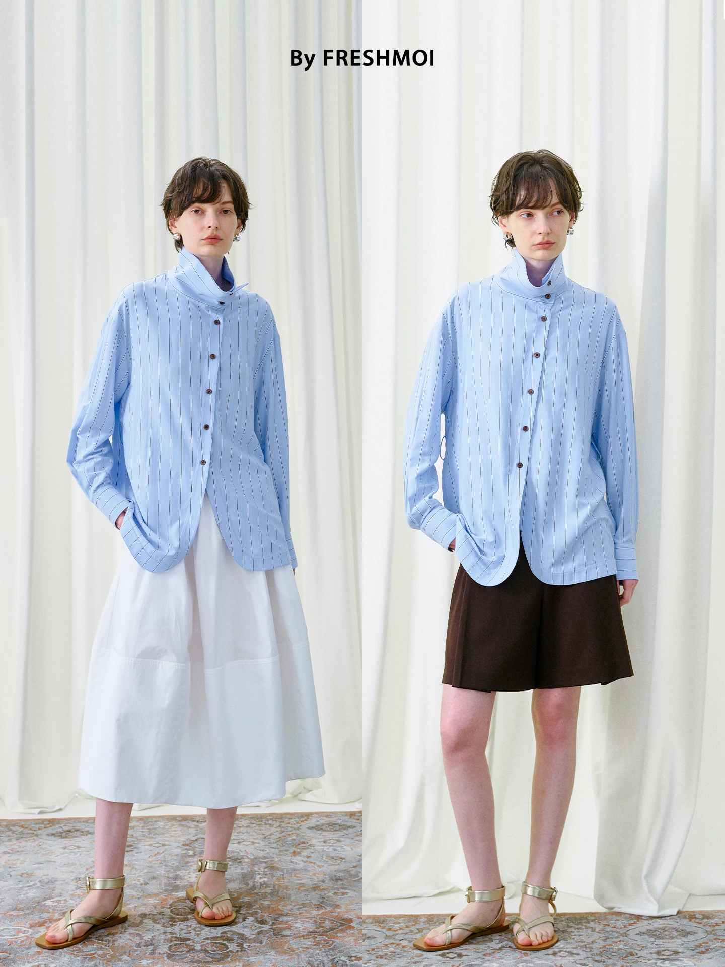 

Fre Moi Avant Office Two-Way Concept irt 3D Tailoring Faionable Office Wear Women's Casual Striped irt Polyester Fiber