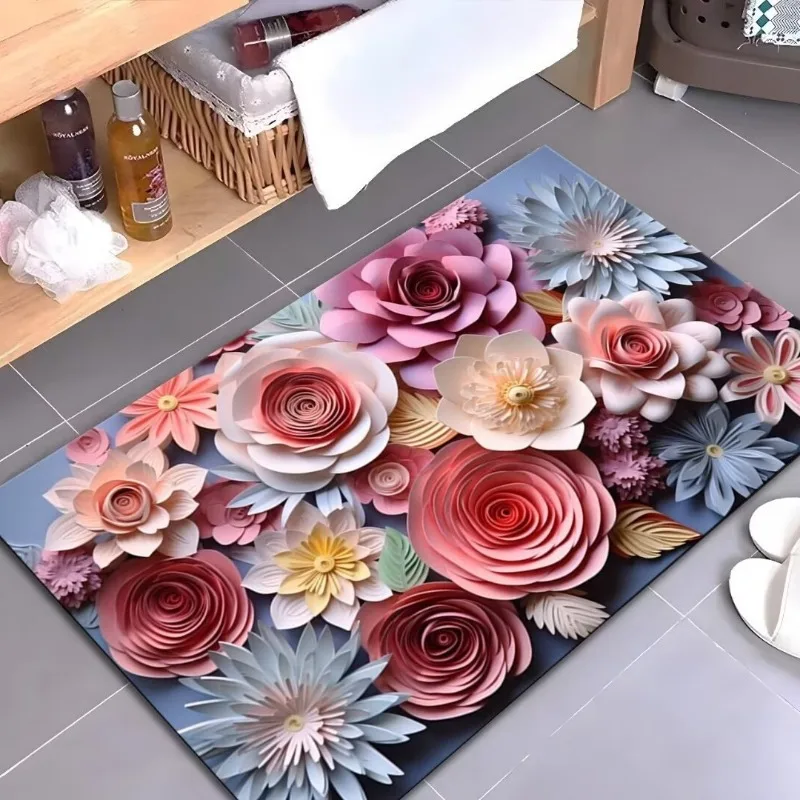 3D Flower Dish Drying Mat Kitchen Cafe Maker Mats Diatom Mud Drain Pad Dishes Cup Bottle Draining Absorbent Table Decoration