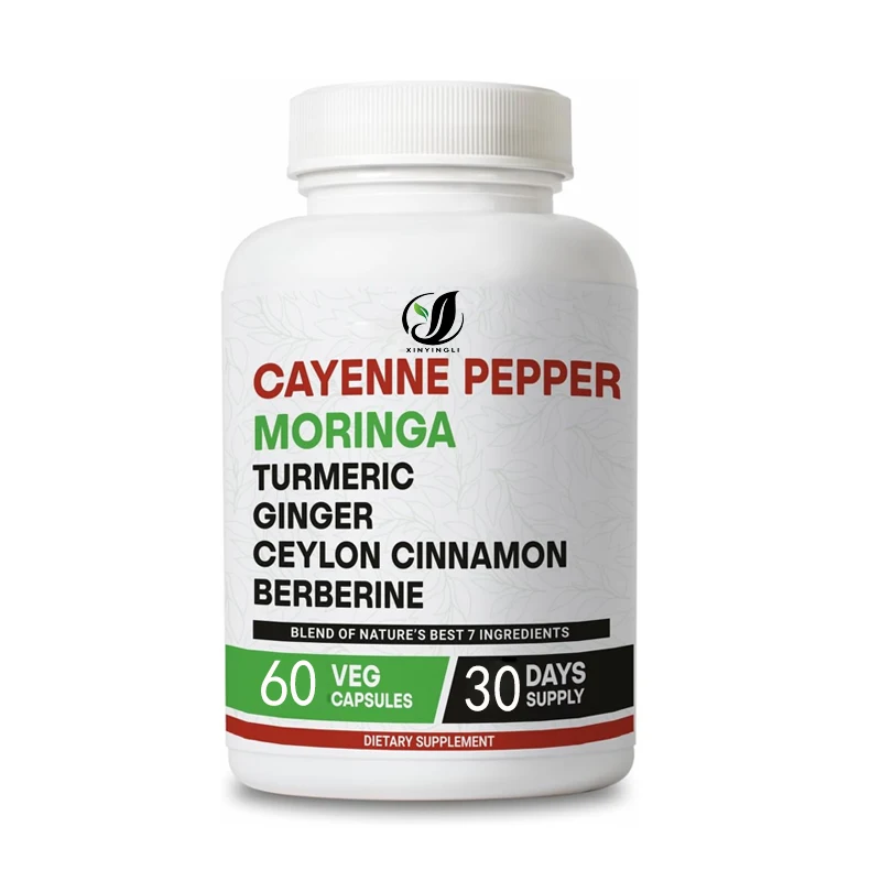 Chili Moringa Ginger Capsules, non GMO, gluten free, pure aspartic acid HCL and Ceylon cinnamon extract powder