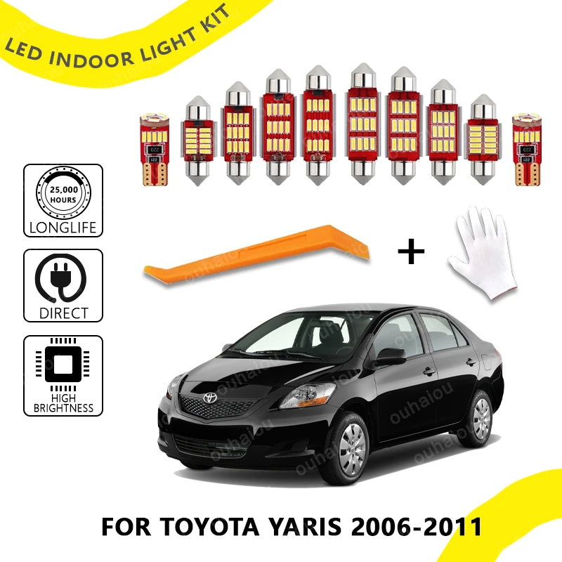 

9Pcs LED Interior Dome Map Trunk Light Kit For Toyota Yaris 2006 2007 2008 2009 2010 2011 Canbus Car LED Bulb