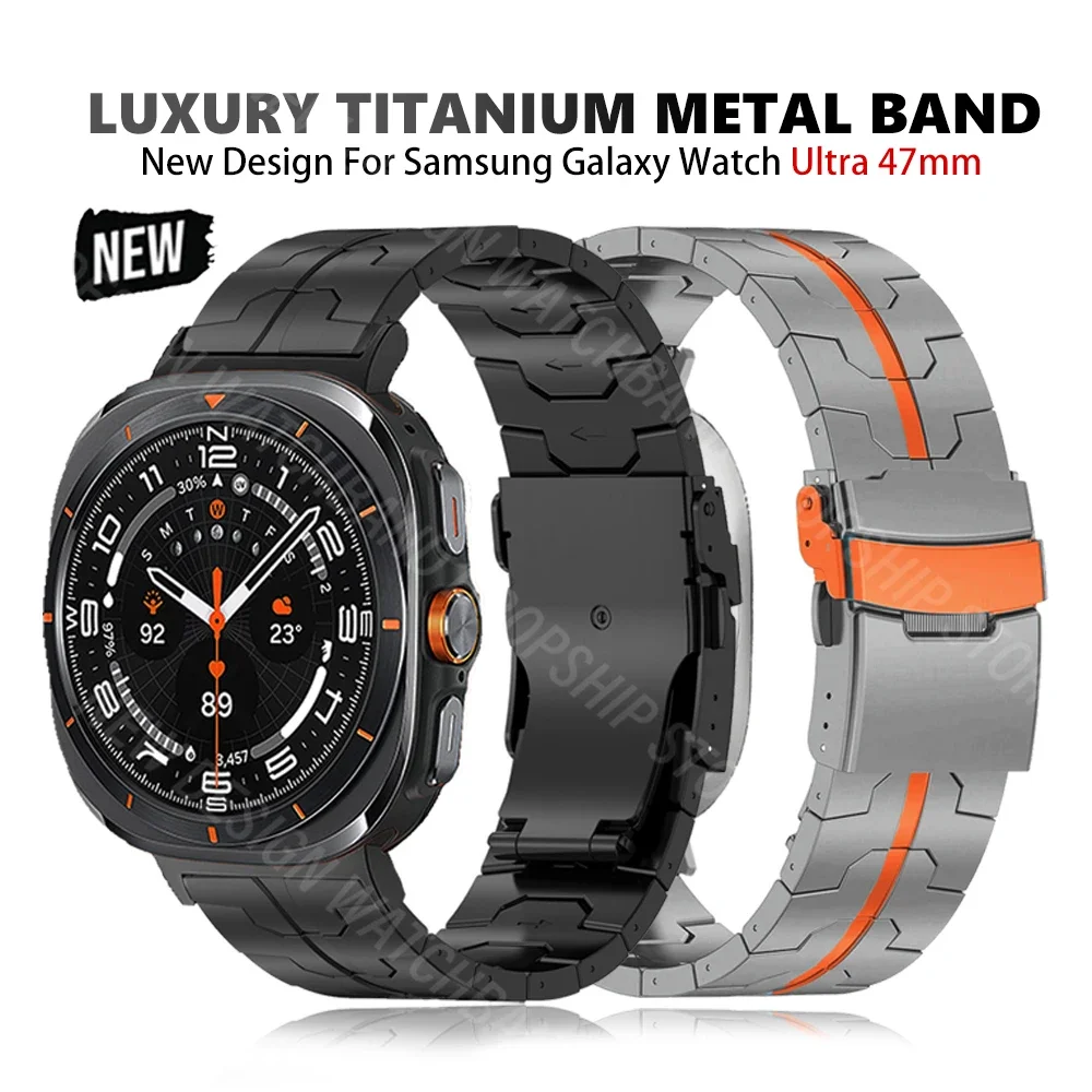

Мужской титановый металлический роскошный ремешок для Samsung Galaxy Watch Ultra 47 мм, без зазора, ремешок для SAMSUNG ULTRA 47 мм, Быстросохнущий деловой ремешок