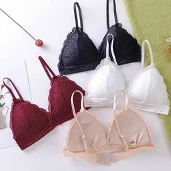 Soutien-gorge français en dentelle fine pour femmes, beau dos, sans anneau en acier, sangle de fronde, petite poitrine, soutien-gorge de soutien