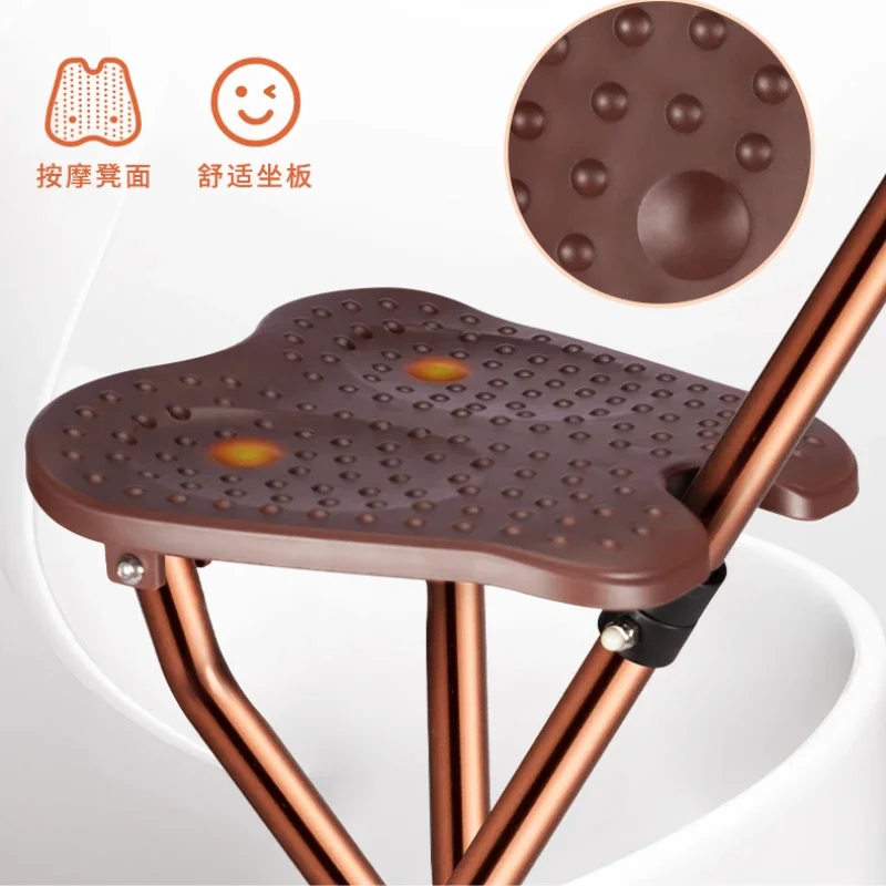 Cane Stool Folding Portable Cane Chair Elderly Non-slip Cane Walker Sit Anti-fall Folding Chair Outdoor Furniture