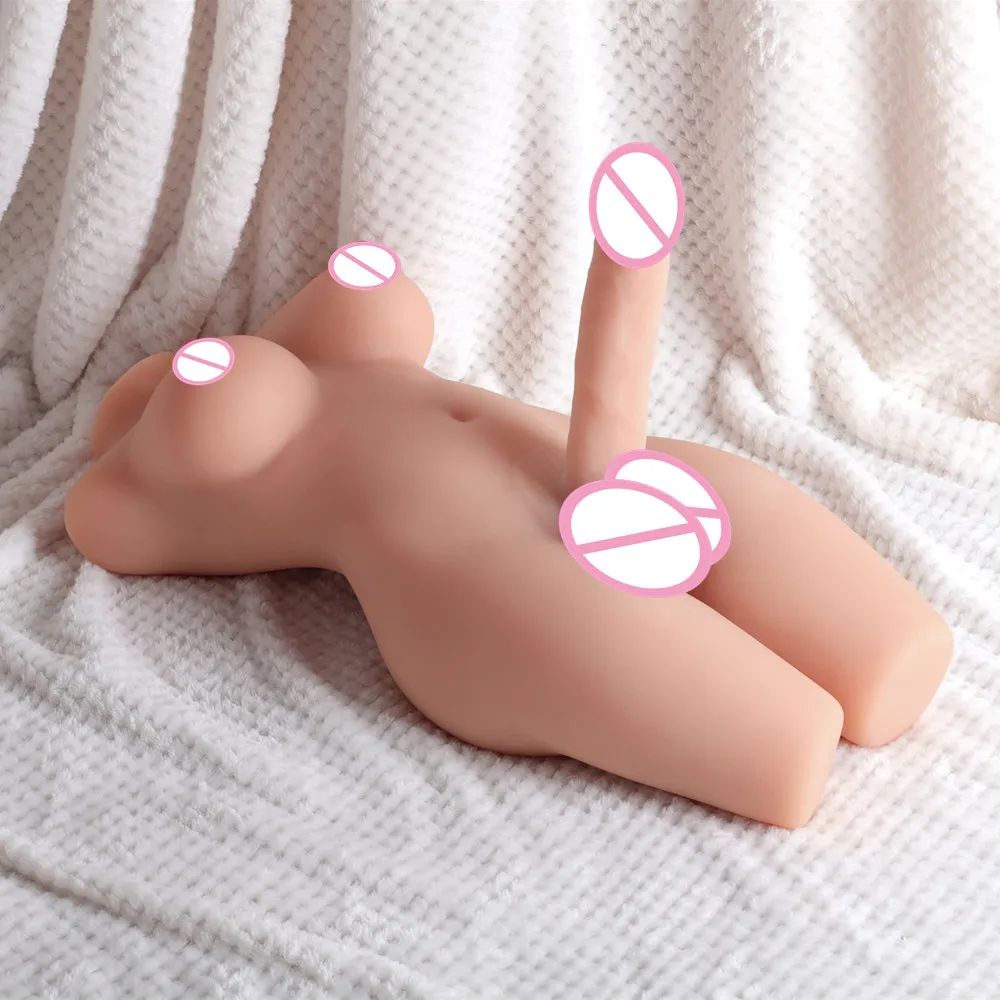 Shemale Half Body Sex Doll Toy For Men Sexy Ladyboy Male Torso Pleasure Doll with Skeleton Dildo Penis Big Boobs Ass Masturbator