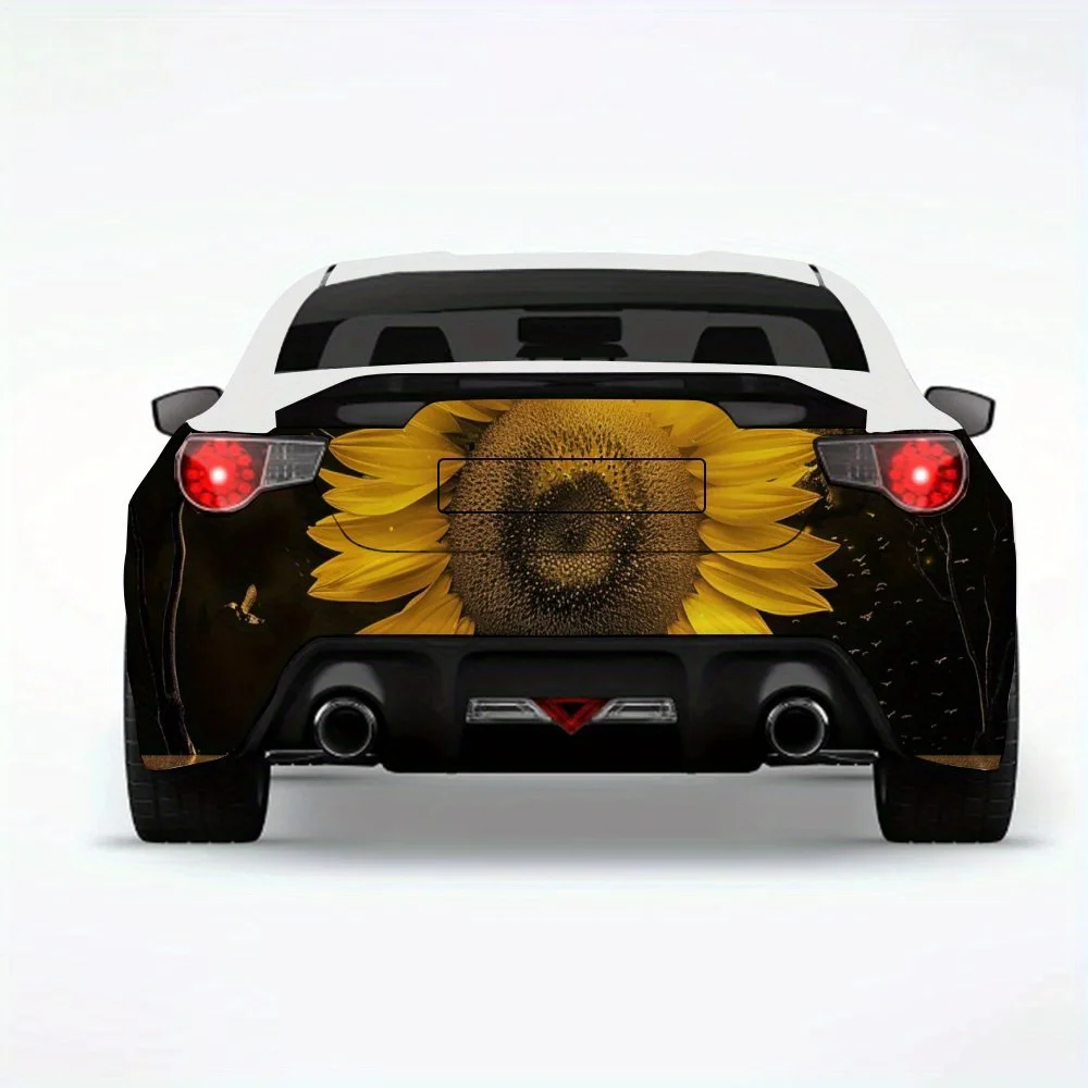 

Sun and Sunflower Fusion ArtCar Sticker,Vinyl Decal for Car Rear, Waterproof Self-Adhesive Vinyl Stickers for Vehicle Tail and B
