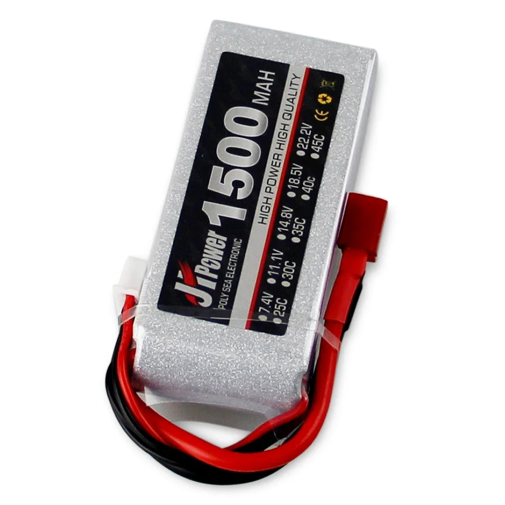 Batería LiPo 2S 3S 4S 6S, 1500mAh, 7,4 V, 11,1 V, 14,8 V, 18,5 V, 22,2 V, 25C, 45C, 100C, para coche, helicóptero, barco, Dron a control remoto