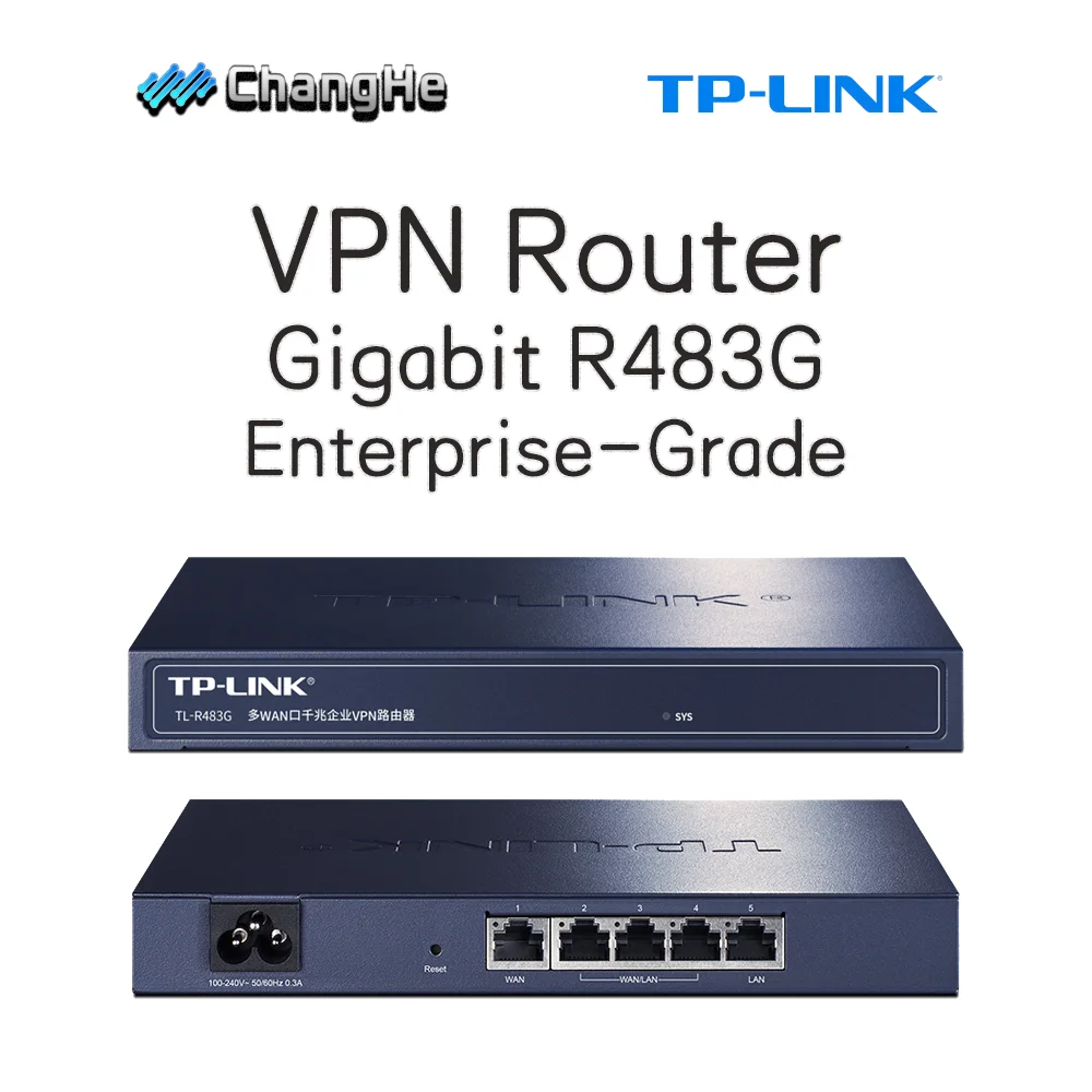 

TP-LINK Gigabit Enterprise VPN Router R483G 1WAN+3WAN/LAN+1LAN 5 Gigabit Ethernet ports Built-in AC load balancing IP management