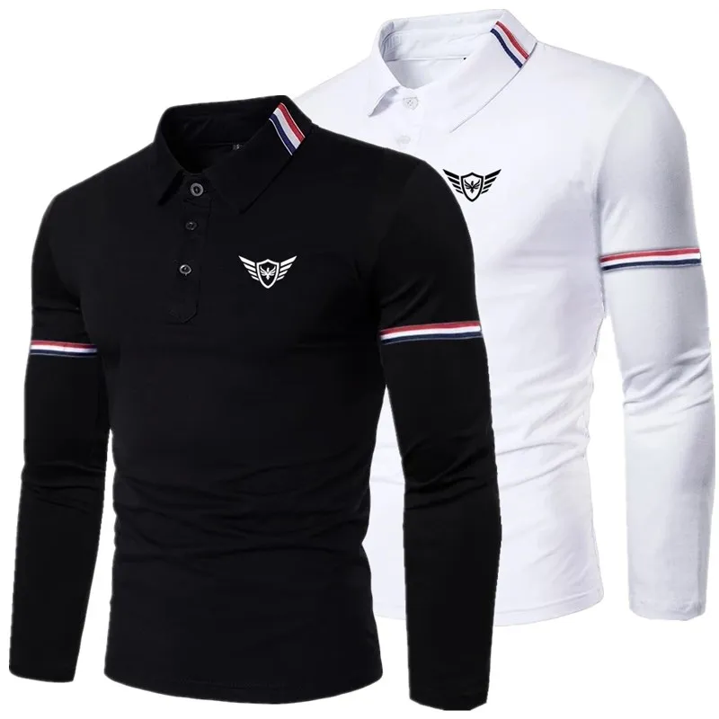 Men's casual long -sleeved POLO shirt fashion casual long -sleeved shirt men's shirt